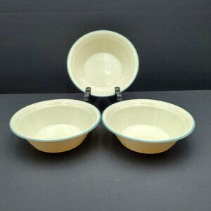 Corelle Symphony Soup Cereal Bowls Sandstone Beige Bowl Slate Blue Band